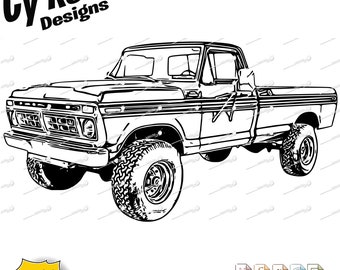 1977 Ford F250 svg png jpg ai dxf file, Truck svg