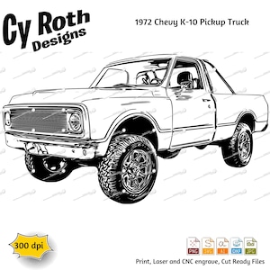 1972 Chevy K10 Pickup Truck SVG: Vintage Classic Truck (Digital Files)