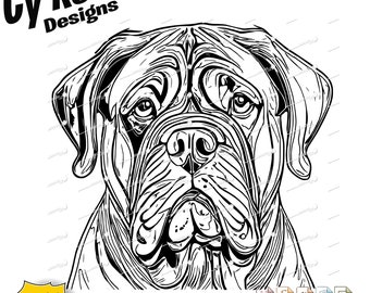 Archivos SVG, PNG, JPG, AI y DXF de Mastín, archivo de corte Silhouette Cricut, DTG y DFT
