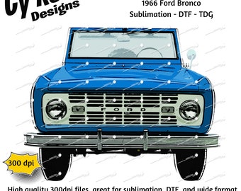 1966 Ford Bronco Color Drawing Sublimation DTF DTG Print File and BONUS Tumbler File