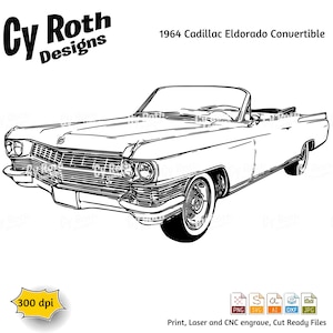 1964 Cadillac Eldorado svg png jpg ai dxf file, Classic Car svg, Vintage Car svg