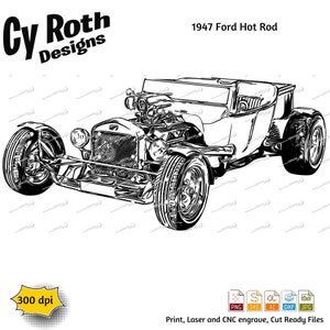 1947 Ford Hot Rod svg png jpg ai dxf file, Vintage Car svg, Classic Car svg