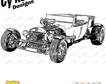 1947 Ford Hot Rod Clipart: Vintage Car SVG Bundle (Digital Files)