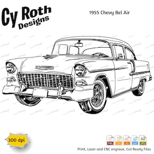 1955 Chevy Bel Air svg png jpg ai dxf file, Classic Car svg