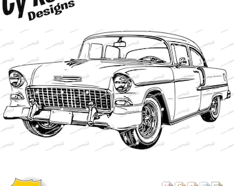 1955 Chevy Bel Air svg png jpg ai dxf file, Classic Car svg