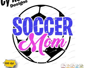 Archivo SVG, PNG, JPG, AI y DXF de mamá futbolera, archivo de corte Silhouette Cricut, DTG y DTF