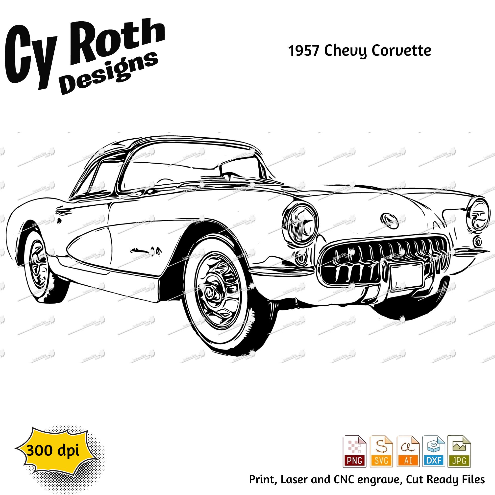 1957 Chevrolet Corvette SVG: Classic Car Vector Files (digital
