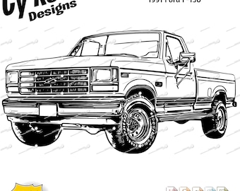 Archivos SVG, PNG, JPG, AI y DXF del Ford F-150 de 1991. (Descarga digital)