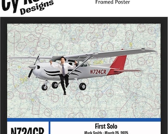 First Solo, Private Pilot, Airplane, Personalized Framed Poster Wall Art
