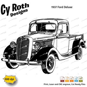 1937 Ford Deluxe Pickup Truck svg png jpg ai dxf file, Vintage Truck svg, Classic Truck svg