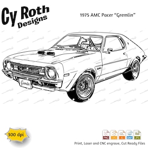 1975 AMC Pacer Gremlin svg png jpg ai dxf file, Classic Car svg, Vintage Car svg