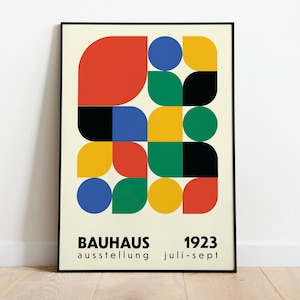 Bauhaus Exhibition Poster, Colorful Mid Century Modern Wall Art, Retro Geometric Abstract Print, Maximalist Trendy Print, Living Room Decor