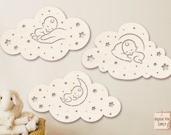 Laser Cut Baby Sign Bundle, Customizable Nursery Decors, Perfect for Baby Shower Gifts, Ideal Newborn Gifts, SVG files