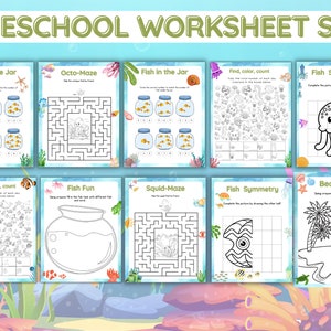 Preschool Worksheets Under The Sea Printable Set image 5