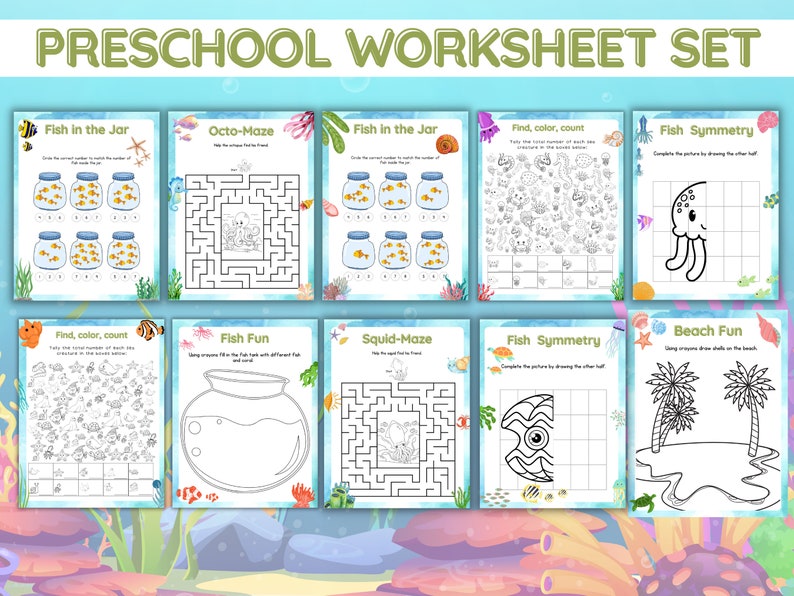 Preschool Worksheets Under The Sea Printable Set image 5