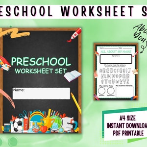 Preschool Worksheets Printable Blackboard Theme image 1