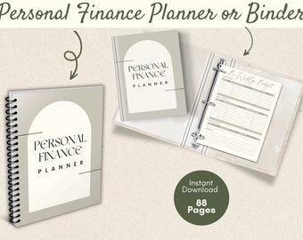 Persoonlijke financiële planner minimalistische stijlenset afdrukbaar