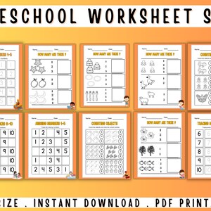 Preschool Worksheet Set Printable Orange Theme image 3