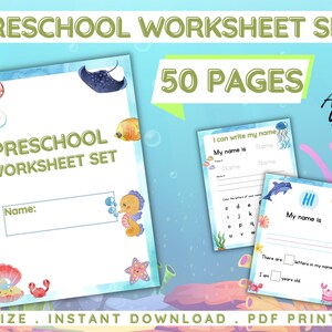 Preschool Worksheets Under The Sea Printable Set image 1