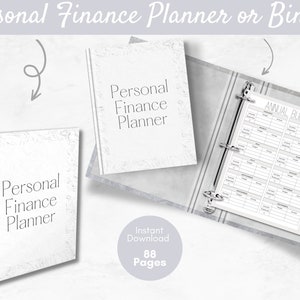 Personal Finance Planner Black White Theme Printable 88 Pages image 1