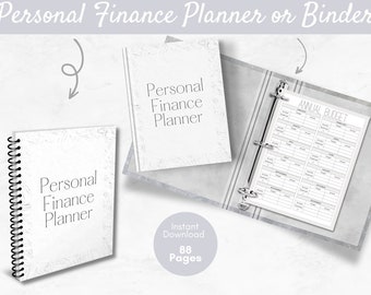 Personal Finance Planner Black White Theme Printable 88 Pages