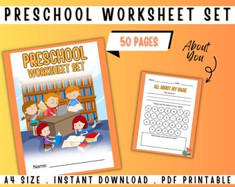 Preschool Worksheet Set Printable Orange Theme