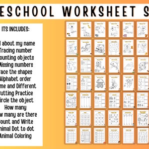 Preschool Worksheet Set Printable Orange Theme imagem 2