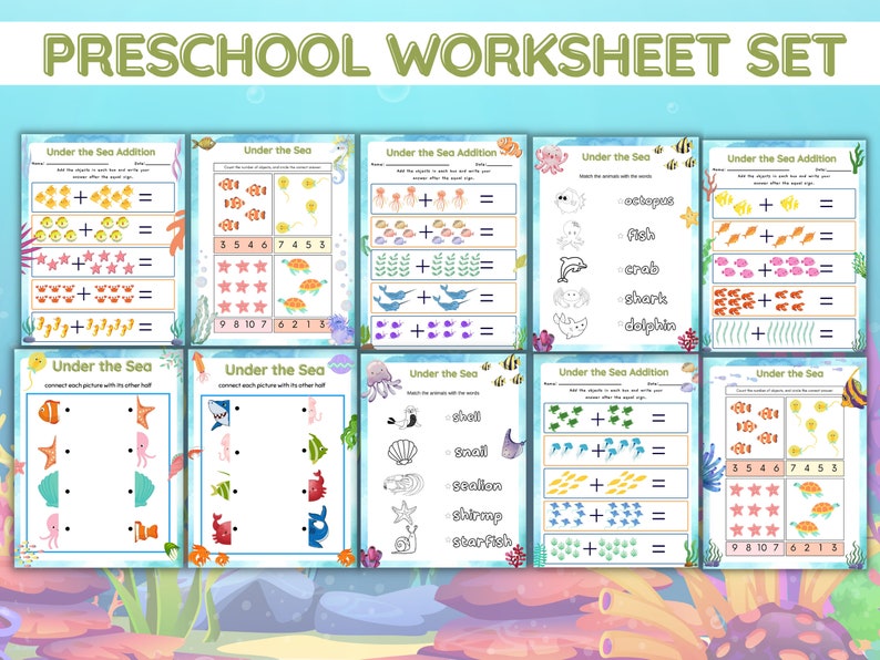 Preschool Worksheets Under The Sea Printable Set image 3