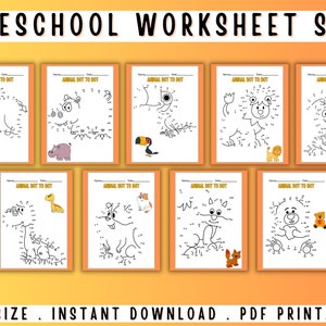Preschool Worksheet Set Printable Orange Theme 画像 6