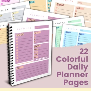 Planificateur quotidien coloré de 22 pages imprimable image 1