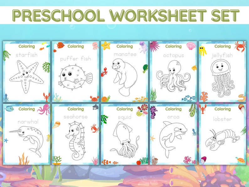 Preschool Worksheets Under The Sea Printable Set image 6