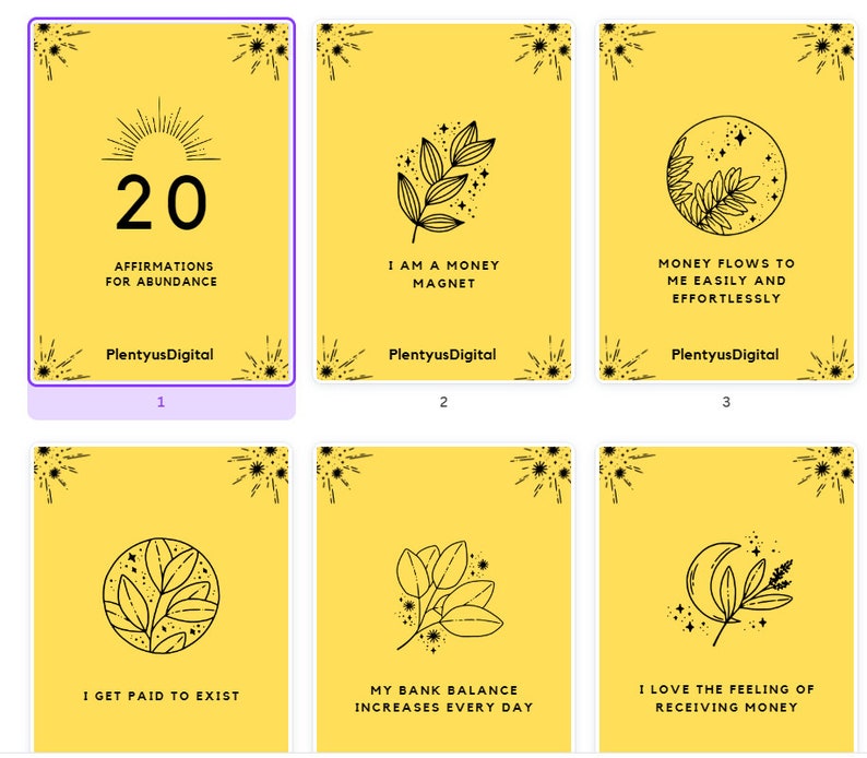 Attract Abundance with 20 Printable Affirmation Cards Manifestation Magic image 1