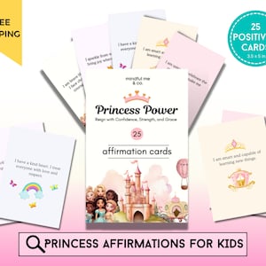 Tarjetas de afirmación para niños: Princess Power, generar confianza, mentalidad positiva, meditación, positividad, autoestima, regalo de atención plena