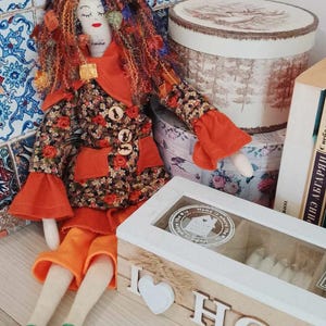 Handmade Textile Art Doll – Colorful Boho Decor – Unique Tilda-Style Gift for Home & Nursery