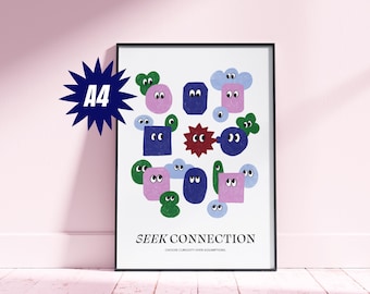 Art print DIN A4 – Abstract illustration “Seek Connection” on recycled paper