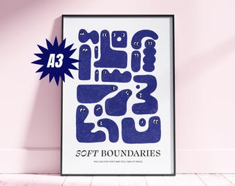 Art print DIN A3 on recycled paper – "Soft Boundaries" poster with abstract illustration and inspiring message