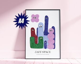 Art print DIN A4 – Abstract illustration “Safe Space” on recycled paper