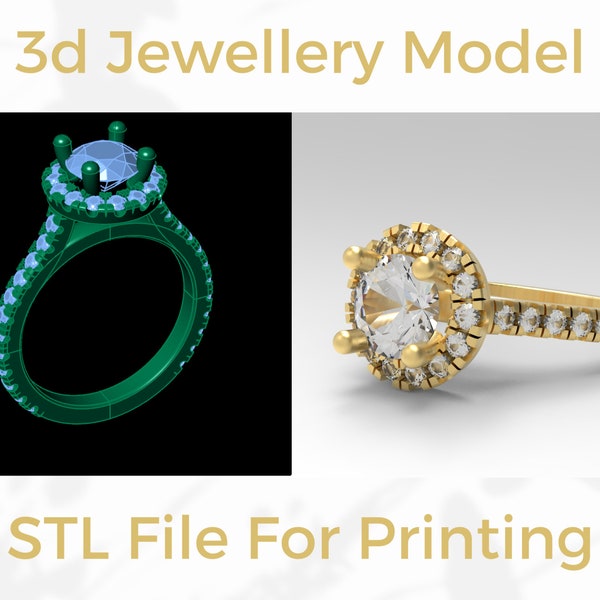 3d Engagement Ring. Ring 3D model. STL File For Download and Printing. Jewelry stl file, Jewelry Stl File, Ring 3d Model, 3d Jewelry.