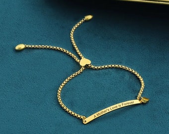 Personalised Bracelet Engraved Bar Bracelet for Her with Name, Custom Gift for Mum Sister, couples gift, Girlfriend gift, Christmas gift