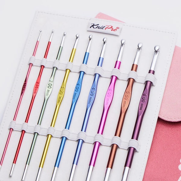 KnitPro Crochet Hook Set, Zing Aluminium Single-Ended, 2.00-6.00mm - 9 sizes - (47430)