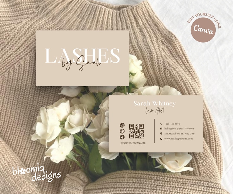 Lash Business Card, Lash Tech Business Cards, Diy Lash Artist Business Cards, Beauty Business Card, Canva Template, Lash Artist image 2