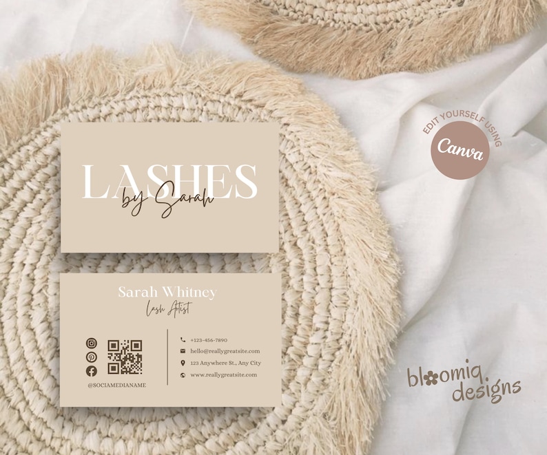 Lash Business Card, Lash Tech Business Cards, Diy Lash Artist Business Cards, Beauty Business Card, Canva Template, Lash Artist image 3