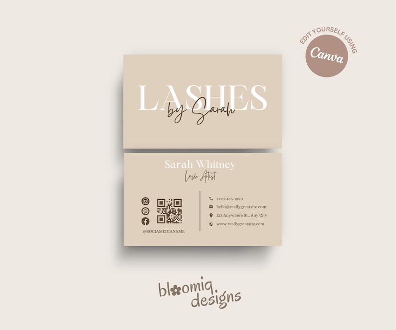 Lash Business Card, Lash Tech Business Cards, Diy Lash Artist Business Cards, Beauty Business Card, Canva Template, Lash Artist image 1