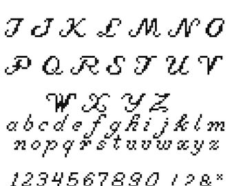 Cross Stitch Alphabet Pattern: Lettering Font (PDF Instant Download) #H617B