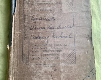 CUTE Vintage 1920 English Textbook Still in Child's Book Cover! | Modern Course in English Book One