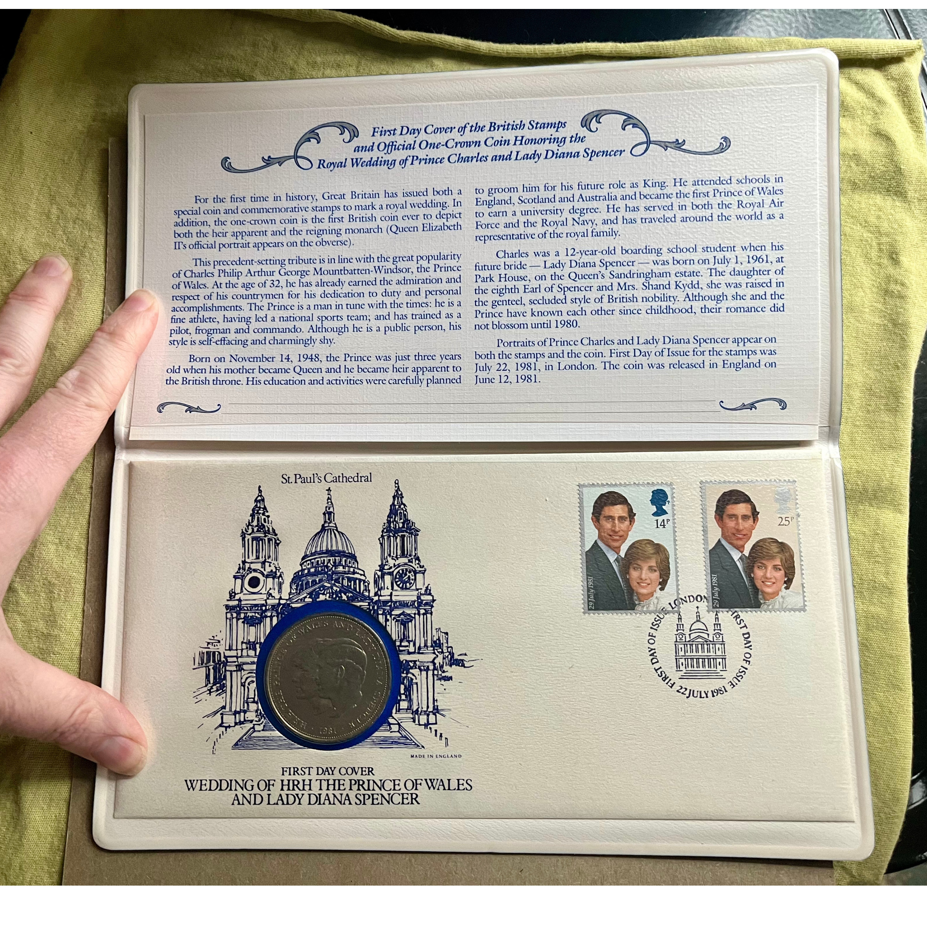 1981 Royal Wedding First Day Cover Stamps & Crown Coin
