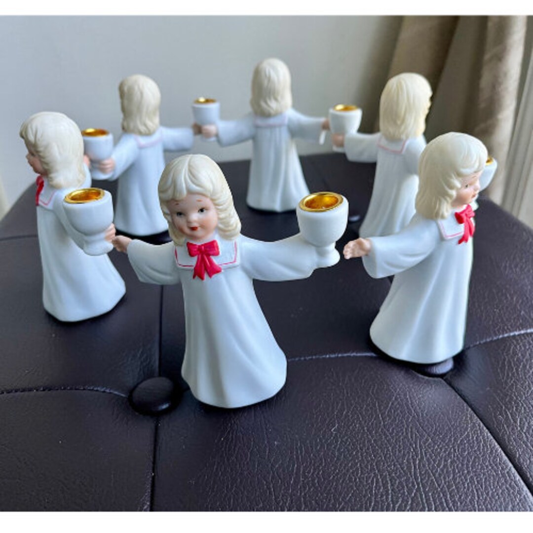 Set of 6 Christmas Choir Girl Candle Holders Perfect for Centerpiece RR