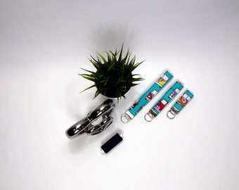 Teal Campervan Wristlet, Keyring, Key Fob Small, Medium and Large