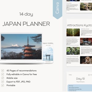 Digital Japan Travel Planner | Editable Planner | Customize in Canva | Download Itinerary |  Ultimate Japan Travel Guide