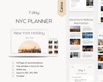 Digital New York Travel Planner | Editable Planner | Customize in Canva | Download Itinerary | Ultimate New York Travel Guide